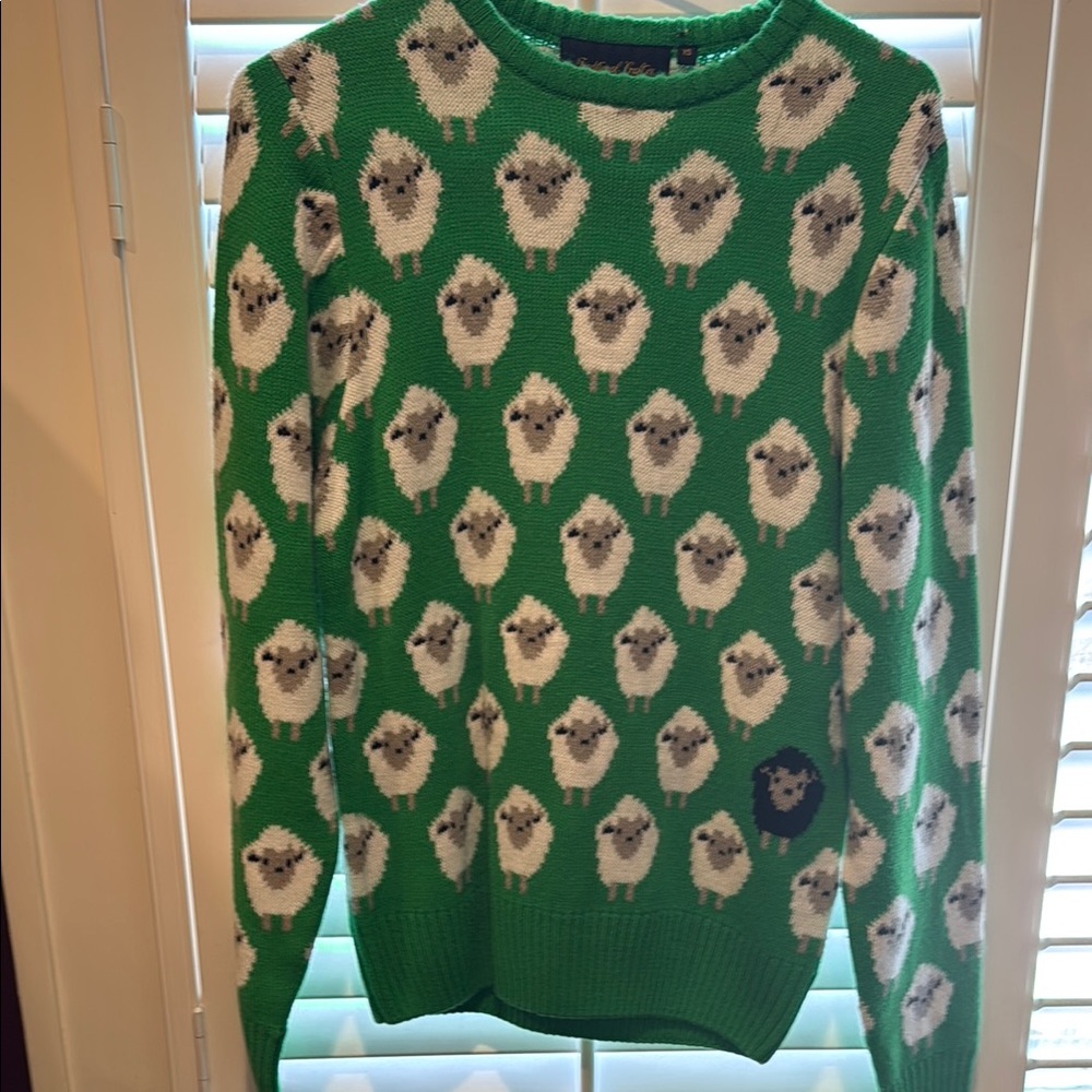 Green Sweater with Sheep Pattern